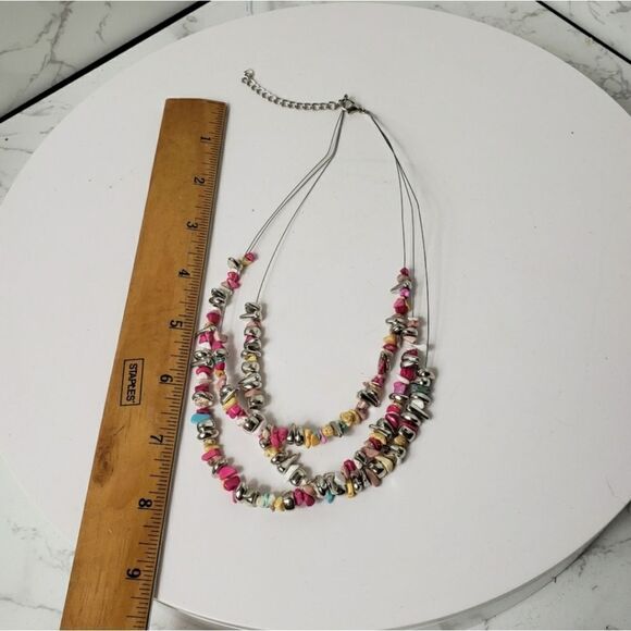 WIRE MULTI-STRAND Beaded Stones Necklace - Picture 6 of 6